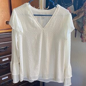 a new day Cream Textured Women's Top